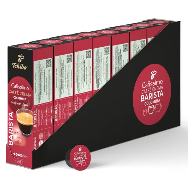 Kohvikapslid TCHIBO Barista Caffe Crema Colombia 80tk Kohvikapslid TCHIBO Barista Caffe Crema Colombia pakuvad valmistamisel täidlast maitset ja kergelt vürtsikat aroomi